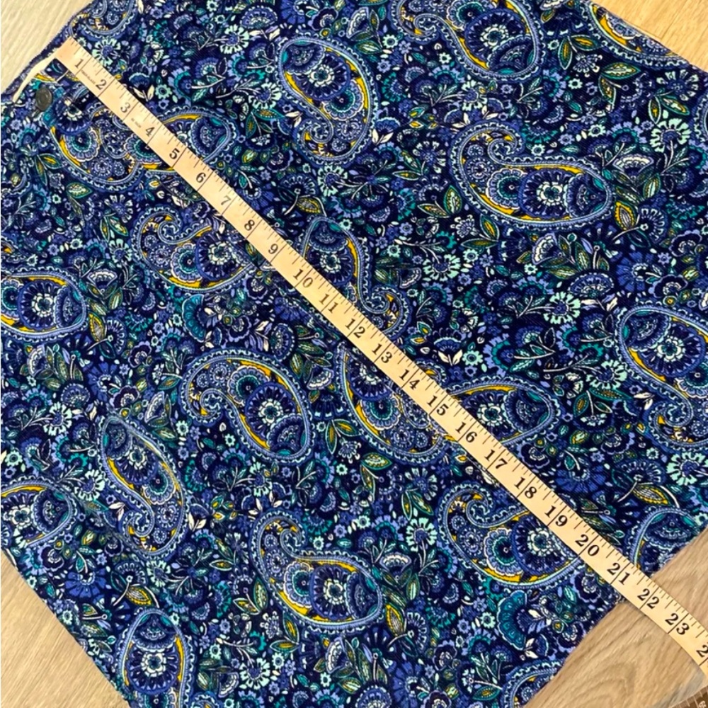 Talbots Size 14 Purple & Blue Paisley Zip Front Stretch Skirt NEW $89 - Picture 9 of 10